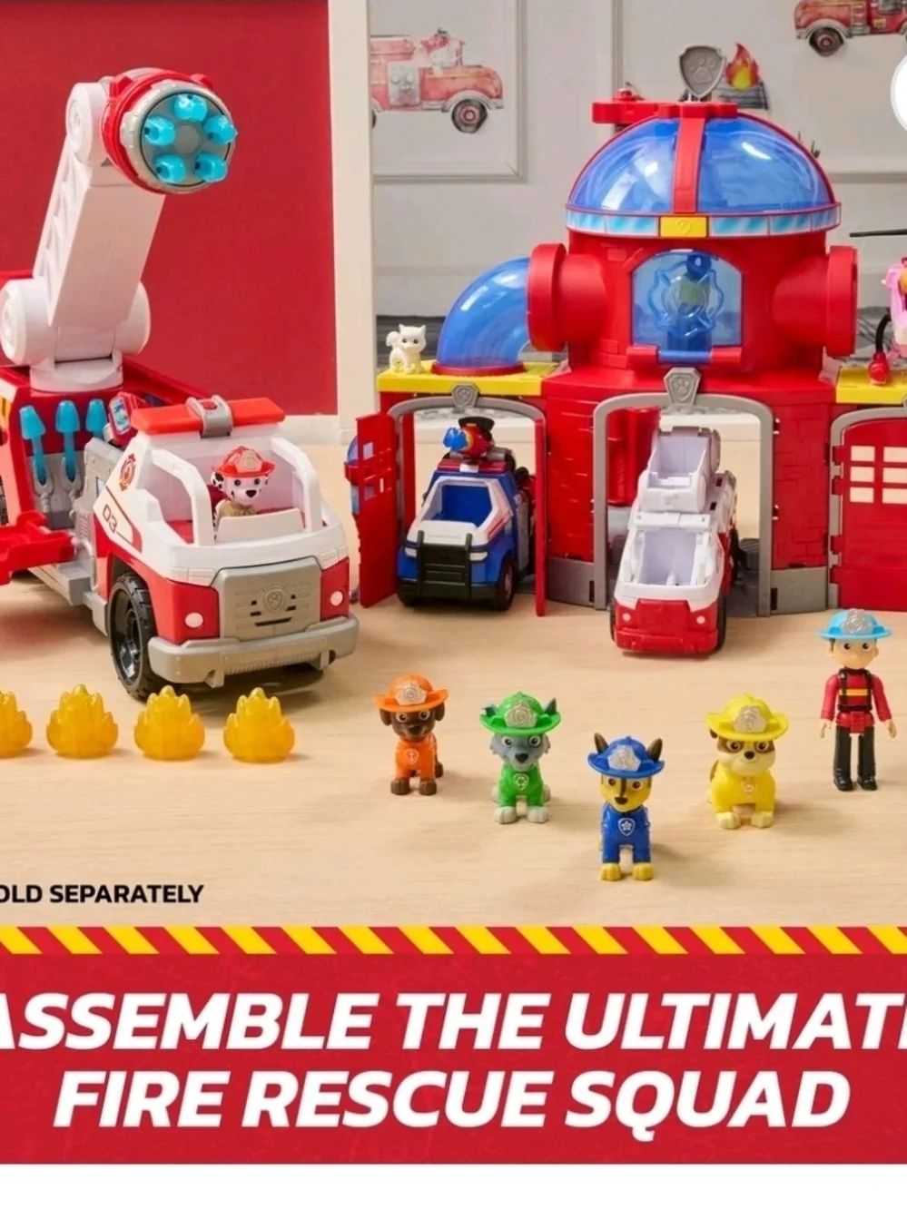 PAW Patrol Fire Rescue: Marshall's Rescue Fire Engine with Figure, Launcher & Ac